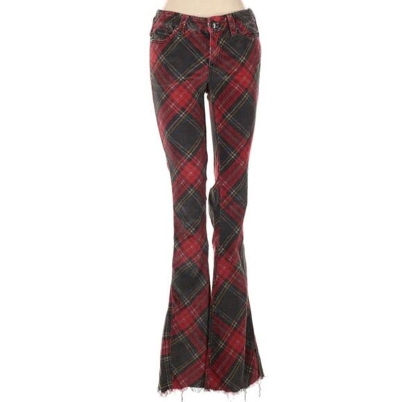 Free People Retro Plaid Corduroy Flares - Picture 1 of 5